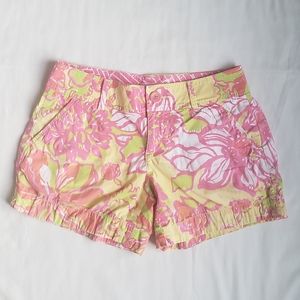 Lilly Pulitzer Pink and Yellow Floral Women Shorts